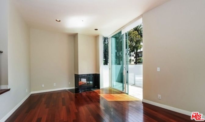 Empty room, Fireplace, Interior, Recessed Lighting, Wood Texture Flooring