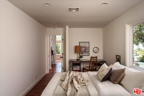 Bedroom, Home Office, Interior, Recessed Lighting, Wood Texture Flooring