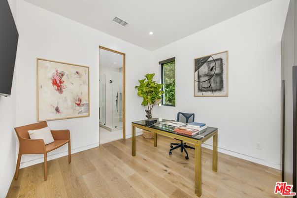 Home Office, Interior, Recessed Lighting, Wood Texture Flooring