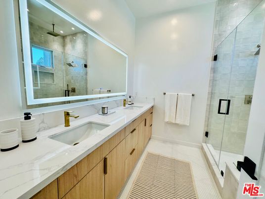 Bathroom, Dual Sink Vanities, Glass Shower, Interior, Recessed Lighting
