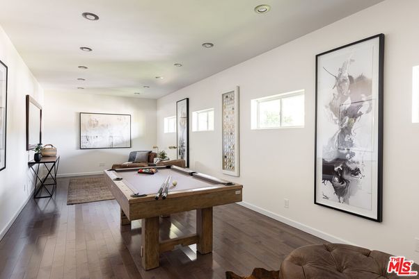Billiard Table, Game Room, Interior, Recessed Lighting, Wood Texture Flooring