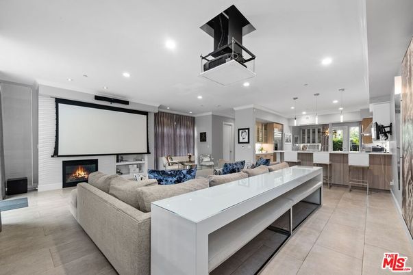 Fireplace, Interior, Kitchen, Living room, Pendant Lights, Recessed Lighting