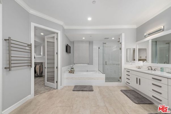 Bathroom, Dual Sink Vanities, Glass Shower, Interior, Recessed Lighting, Walk-in Closets