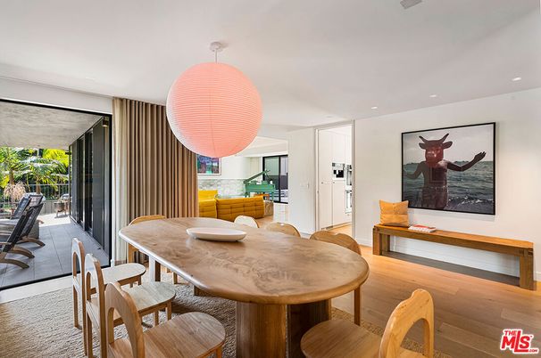Dining room, Interior, Pendant Lights, Recessed Lighting, Wood Texture Flooring