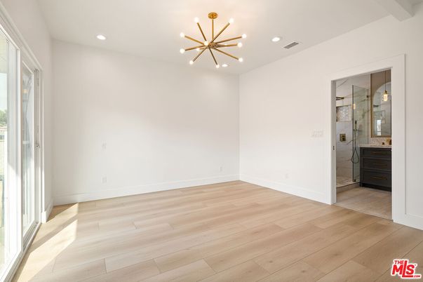 Empty room, Interior, Pendant Lights, Recessed Lighting, Wood Texture Flooring