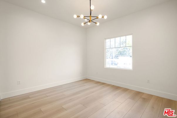 Empty room, Interior, Pendant Lights, Recessed Lighting, Wood Texture Flooring