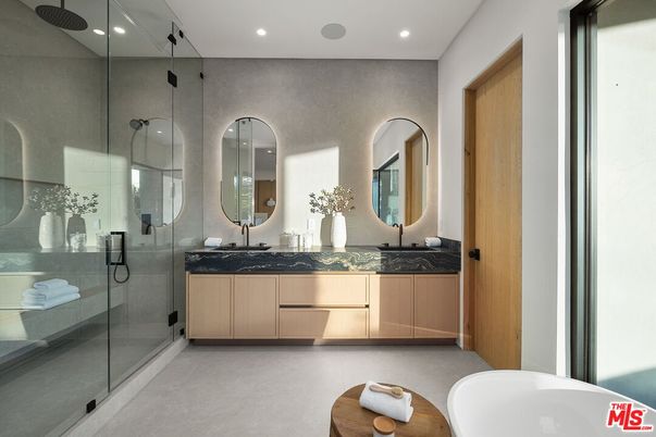 Bathroom, Dual Sink Vanities, Glass Shower, Interior, Recessed Lighting