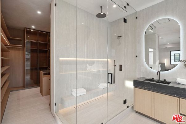Bathroom, Glass Shower, Interior, Recessed Lighting, Walk-in Closets