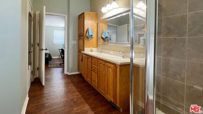 Bathroom, Dual Sink Vanities, Interior, Wood Texture Flooring