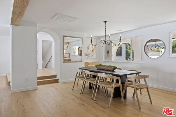 Chandelier, Dining room, Interior, Wood Texture Flooring