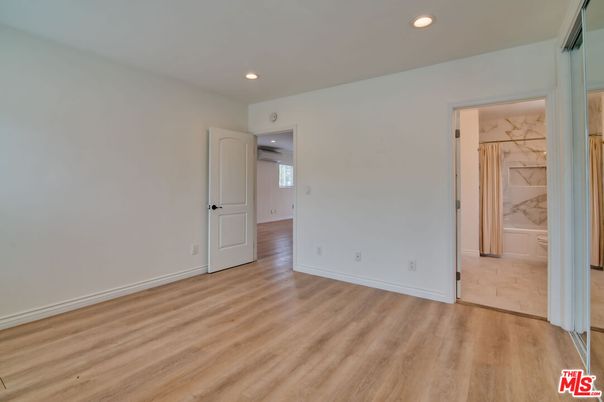 Bathroom, Empty room, Interior, Recessed Lighting, Wood Texture Flooring