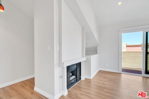 Empty room, Fireplace, Interior, Recessed Lighting, Wood Texture Flooring