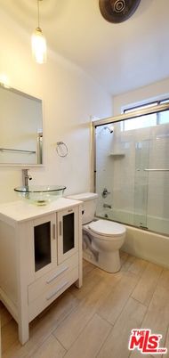 Bathroom, Glass Shower, Interior, Pendant Lights, Wood Texture Flooring