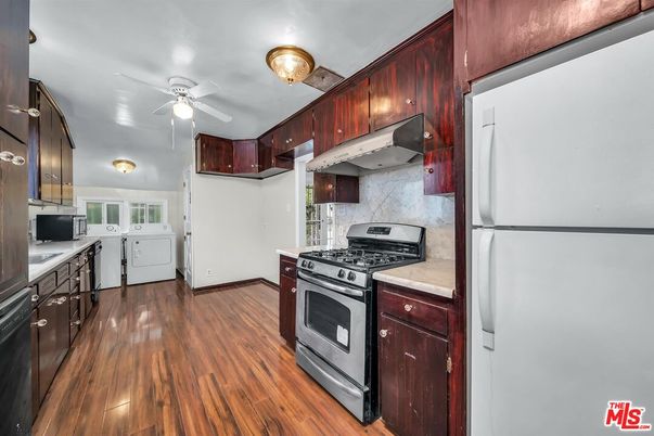 Interior, Kitchen, Stainless Steel Appliances, Wood Texture Flooring
