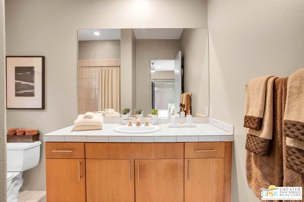 Bathroom, Interior, Recessed Lighting, Tile Countertops