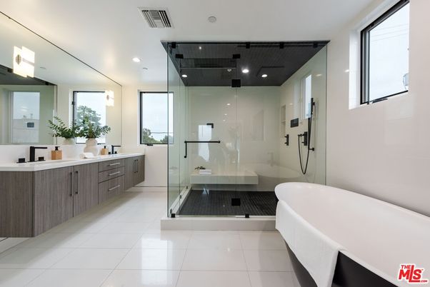 Bathroom, Dual Sink Vanities, Free Standing Baths, Glass Shower, Interior, Recessed Lighting