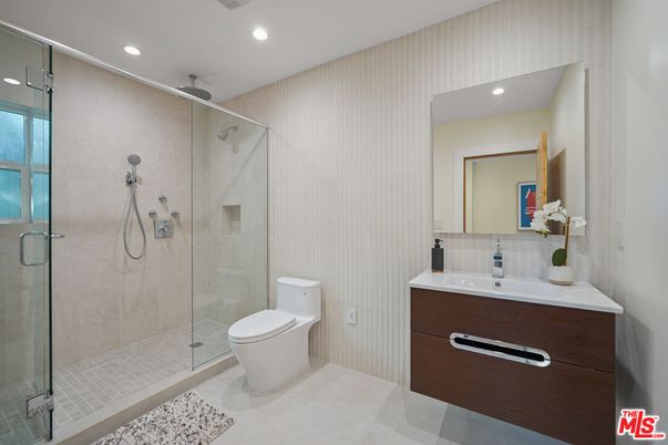 Bathroom, Glass Shower, Interior, Recessed Lighting