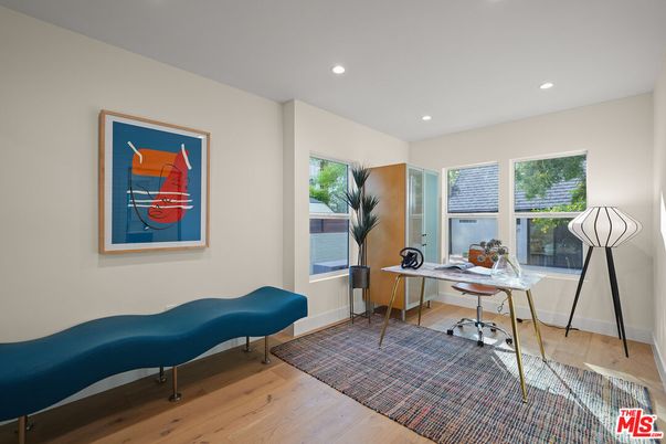Home Office, Interior, Recessed Lighting, Wood Texture Flooring