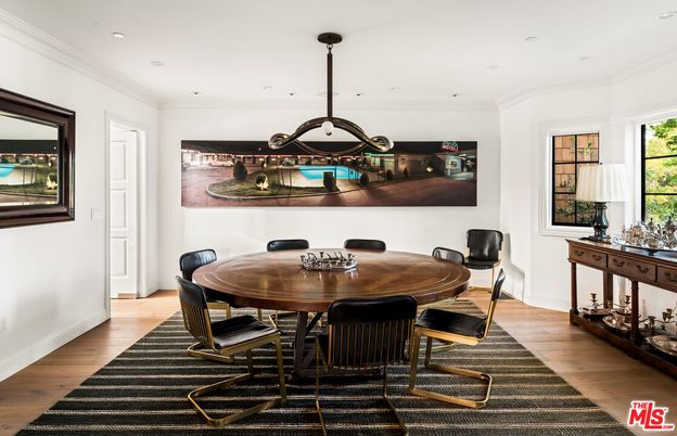 Dining room, Interior, Recessed Lighting, Wood Texture Flooring