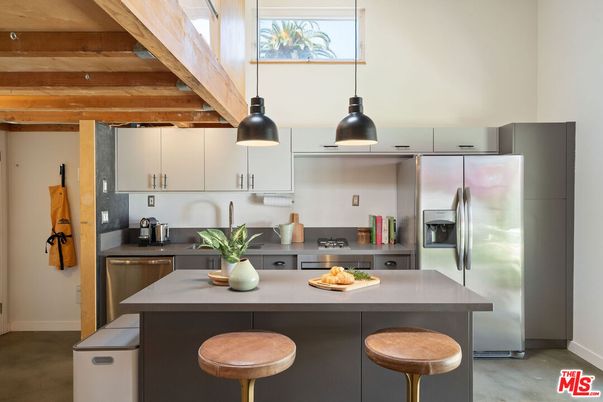 Interior, Kitchen, Pendant Lights, Stainless Steel Appliances, Wooden Beams