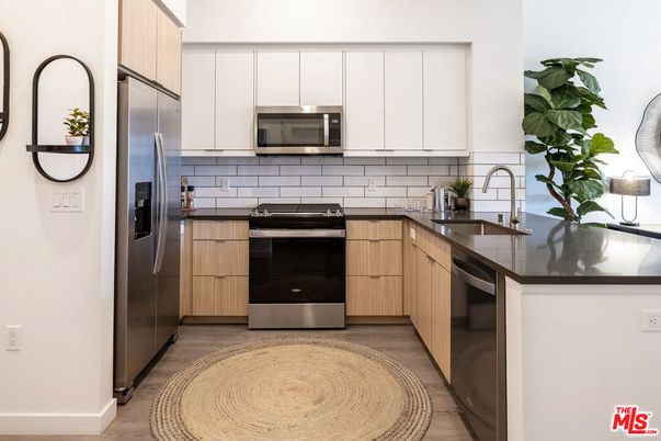Interior, Kitchen, Stainless Steel Appliances, Wood Texture Flooring