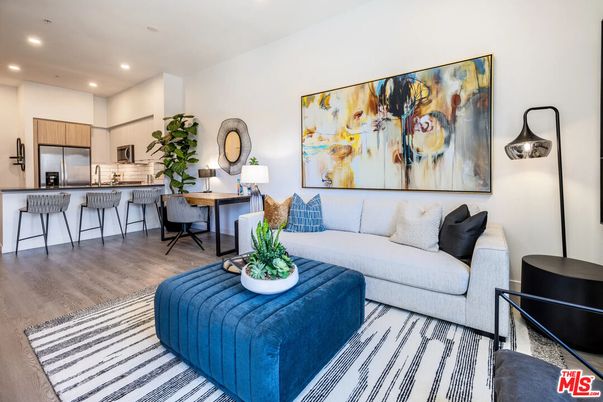 Dining room, Interior, Kitchen, Living room, Recessed Lighting, Stainless Steel Appliances, Wood Texture Flooring