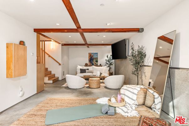 Interior, Living room, Recessed Lighting, Wooden Beams