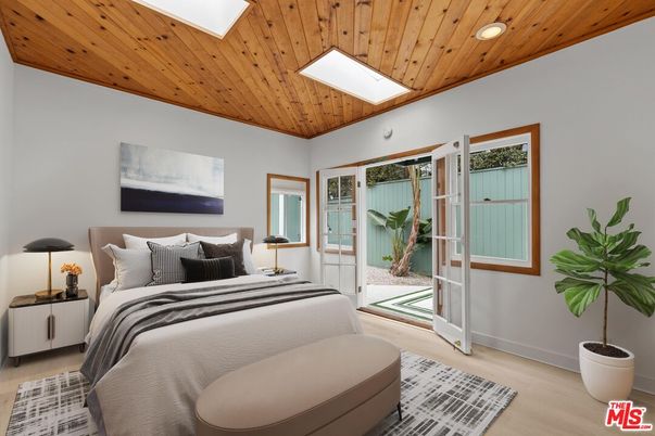 Bedroom, Interior, Recessed Lighting, Wooden Ceilings, Wood Texture Flooring