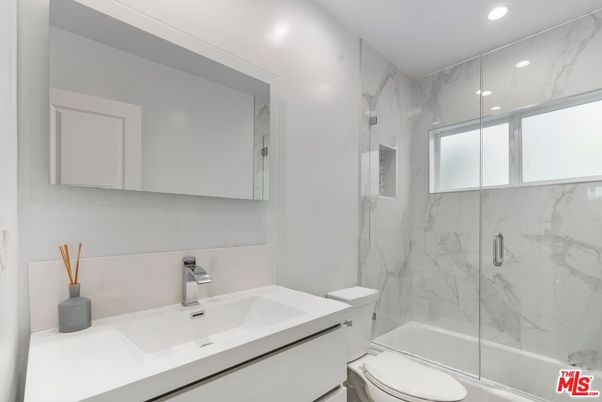 Bathroom, Glass Shower, Interior, Marble Walls, Recessed Lighting
