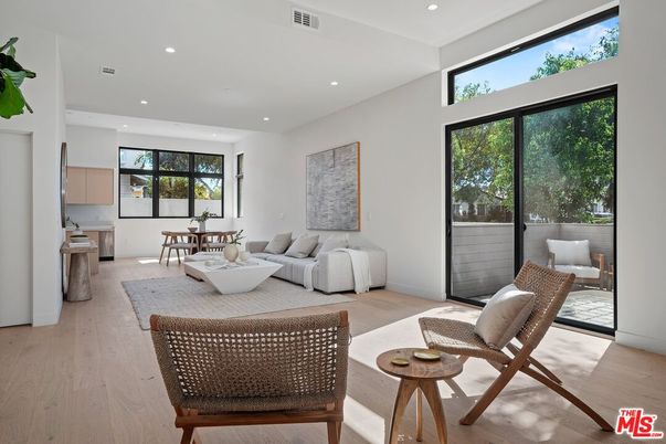 Dining room, Interior, Living room, Recessed Lighting, Wood Texture Flooring