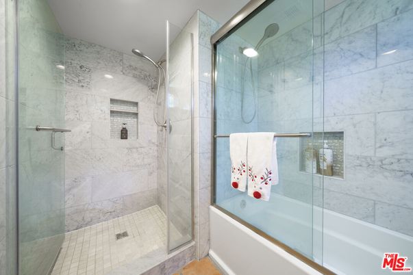 Bathroom, Glass Shower, Interior, Marble Walls, Recessed Lighting
