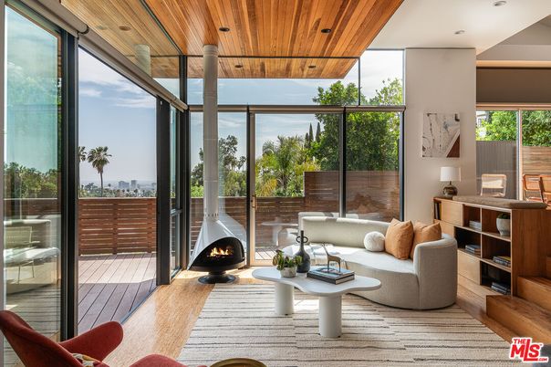 Fireplace, Interior, Living room, Sun Room, Wooden Ceilings, Wood Texture Flooring