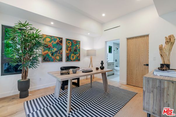 Home Office, Interior, Recessed Lighting, Wood Texture Flooring