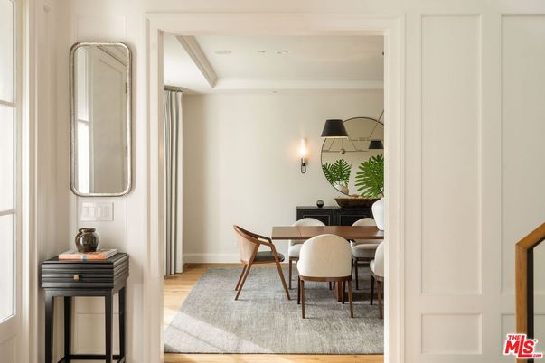 Dining room, Interior, Recessed Lighting, Wood Texture Flooring