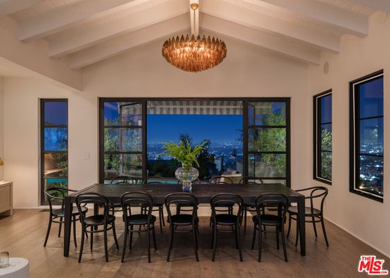 Chandelier, Dining room, Interior, Wood Texture Flooring