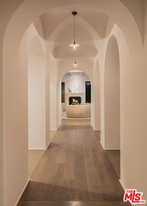 Fireplace, Interior, Pendant Lights, Wood Texture Flooring