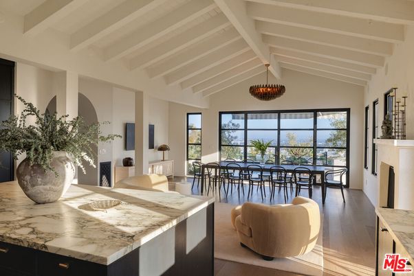 Dining room, Fireplace, Interior, Wood Texture Flooring