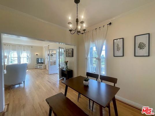 Chandelier, Dining room, Interior, Wood Texture Flooring