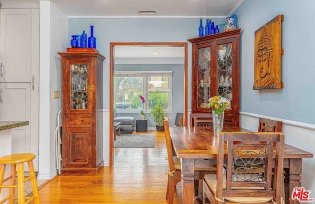Dining room, Interior, Recessed Lighting, Wood Texture Flooring