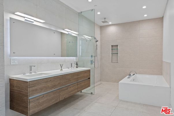 Bathroom, Dual Sink Vanities, Glass Shower, Interior, Recessed Lighting