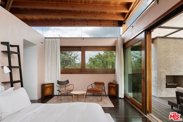 Bedroom, Fireplace, Interior, Wooden Beams, Wooden Ceilings, Wood Texture Flooring