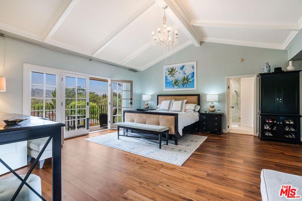 Bedroom, Chandelier, Interior, Wood Texture Flooring