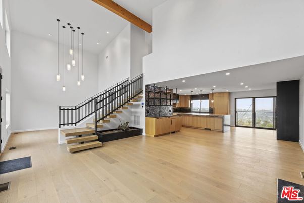 Interior, Kitchen, Pendant Lights, Recessed Lighting, Wooden Beams, Wood Texture Flooring