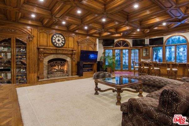 Fireplace, Interior, Living room, Recessed Lighting, Wooden Beams, Wooden Ceilings, Wood Texture Flooring, Wooden Walls
