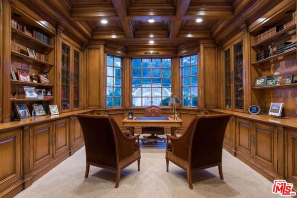 Home Office, Interior, Recessed Lighting, Wooden Beams, Wooden Ceilings, Wooden Walls