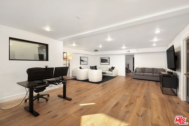 Home Office, Interior, Living room, Recessed Lighting, Wood Texture Flooring