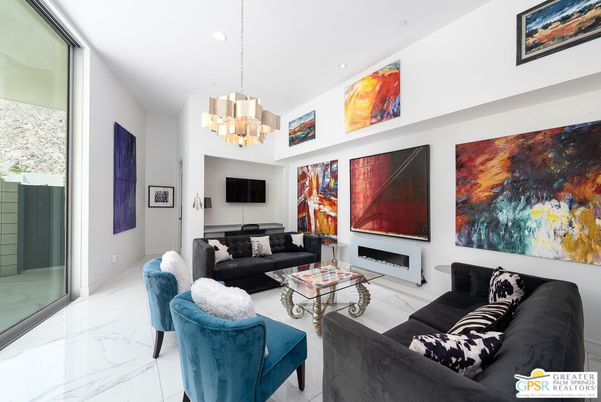 Chandelier, Fireplace, Interior, Living room, Marble, Recessed Lighting