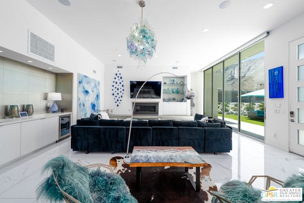 Fireplace, Interior, Living room, Marble, Recessed Lighting