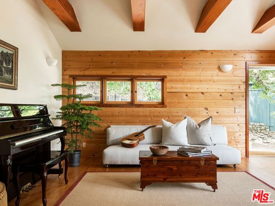Interior, Living room, Piano, Wooden Beams, Wood Texture Flooring, Wooden Walls