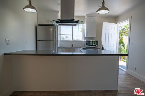 Interior, Kitchen, Pendant Lights, Stainless Steel Appliances, Wood Texture Flooring
